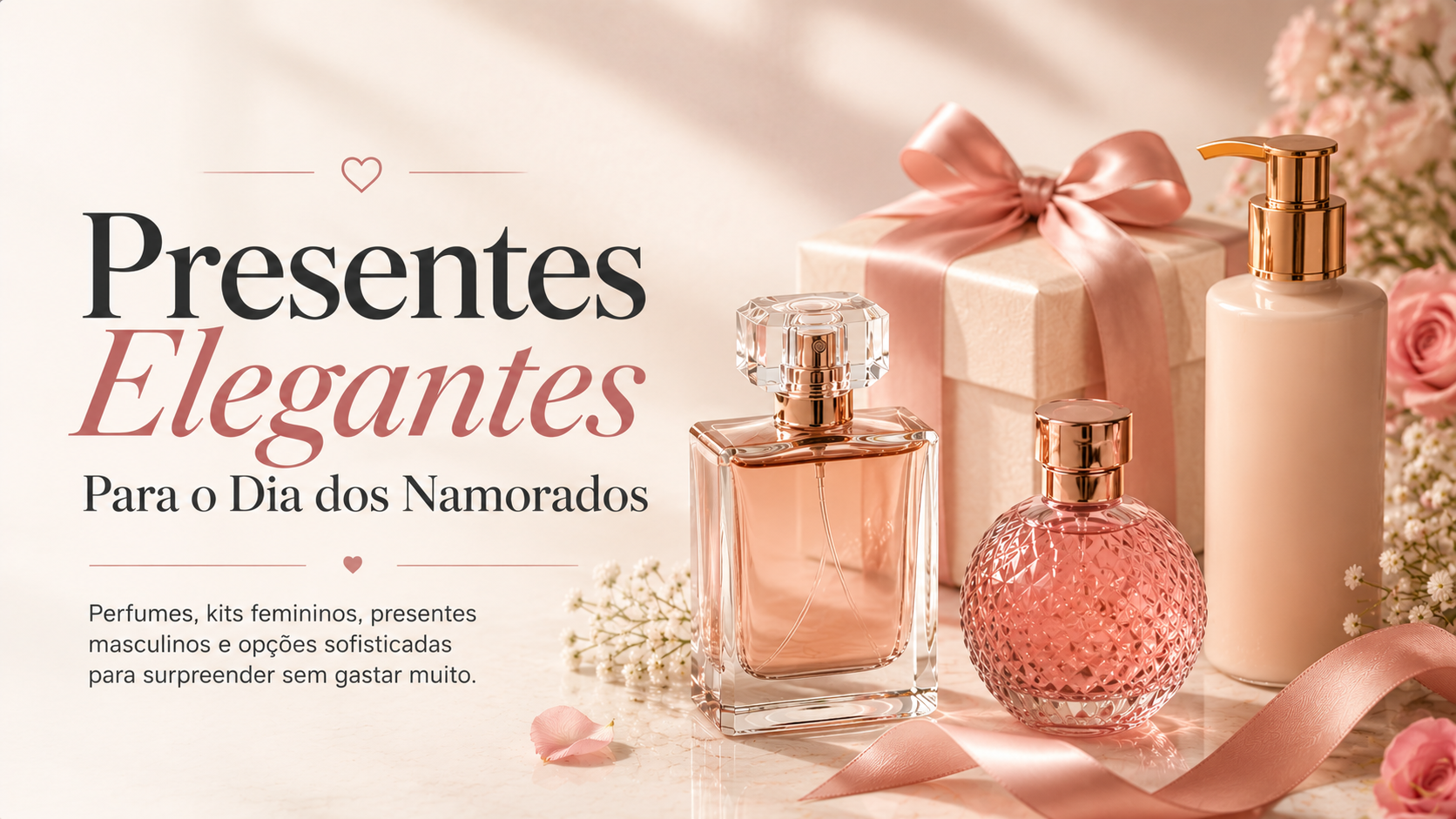 Presentes de Dia dos Namorados com perfume e kit elegante